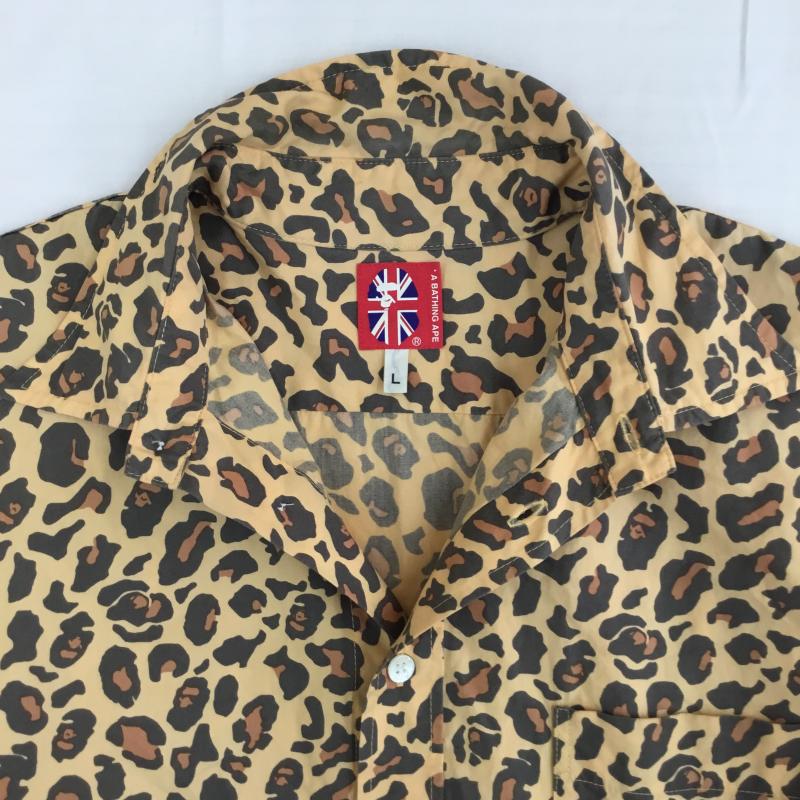 アベイシングエイプ A BATHING APE シャツ、ブラウス 長袖 L ヒョウ柄・レオパード柄 茶 / ブラウン / brown メンズ USED 古着 中古 10152820