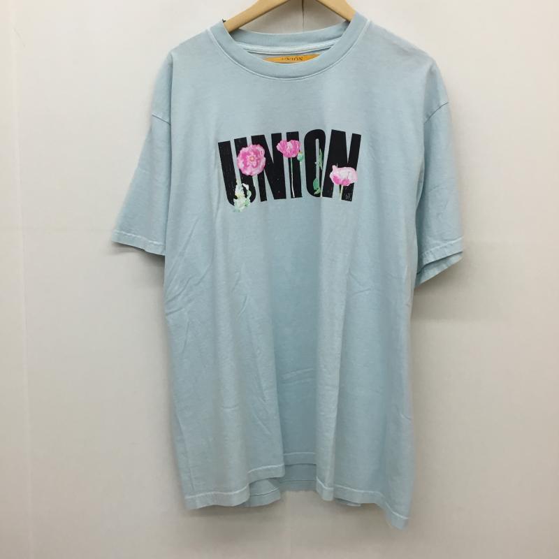 ユニオン UNION Tシャツ 半袖 4 ロゴ、文字 水色 / ライトブルー / メンズ USED 古着 中古 10152822