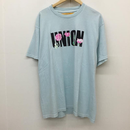 ユニオン UNION Tシャツ 半袖 4 ロゴ、文字 水色 / ライトブルー / メンズ USED 古着 中古 10152822