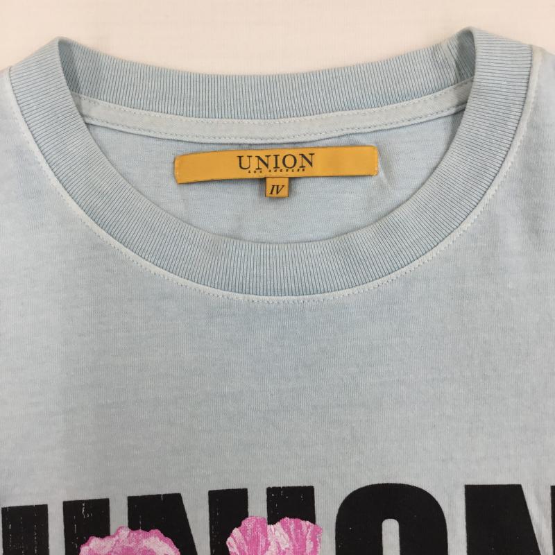 ユニオン UNION Tシャツ 半袖 4 ロゴ、文字 水色 / ライトブルー / メンズ USED 古着 中古 10152822