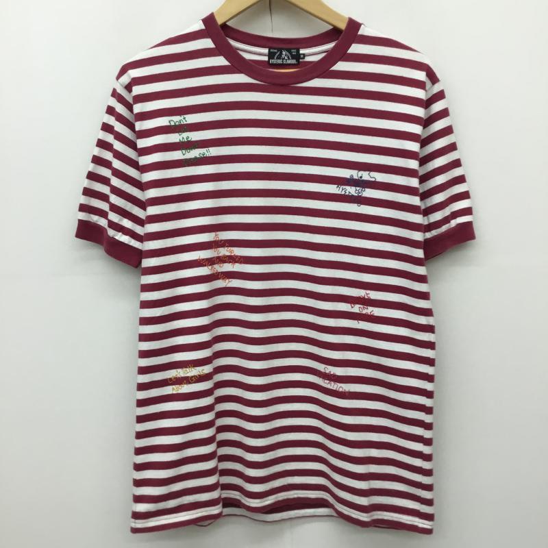 ヒステリックグラマー HYSTERIC GLAMOUR Tシャツ 半袖 02211CT17 M ボーダー柄 X 刺繍 白 / ホワイト / white X 赤 / レッド / red メンズ USED 古着 中古 10152824