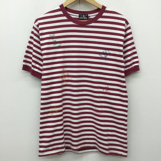 ヒステリックグラマー HYSTERIC GLAMOUR Tシャツ 半袖 02211CT17 M ボーダー柄 X 刺繍 白 / ホワイト / white X 赤 / レッド / red メンズ USED 古着 中古 10152824