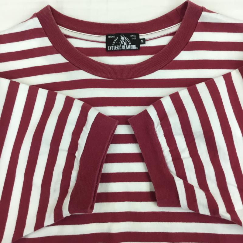 ヒステリックグラマー HYSTERIC GLAMOUR Tシャツ 半袖 02211CT17 M ボーダー柄 X 刺繍 白 / ホワイト / white X 赤 / レッド / red メンズ USED 古着 中古 10152824