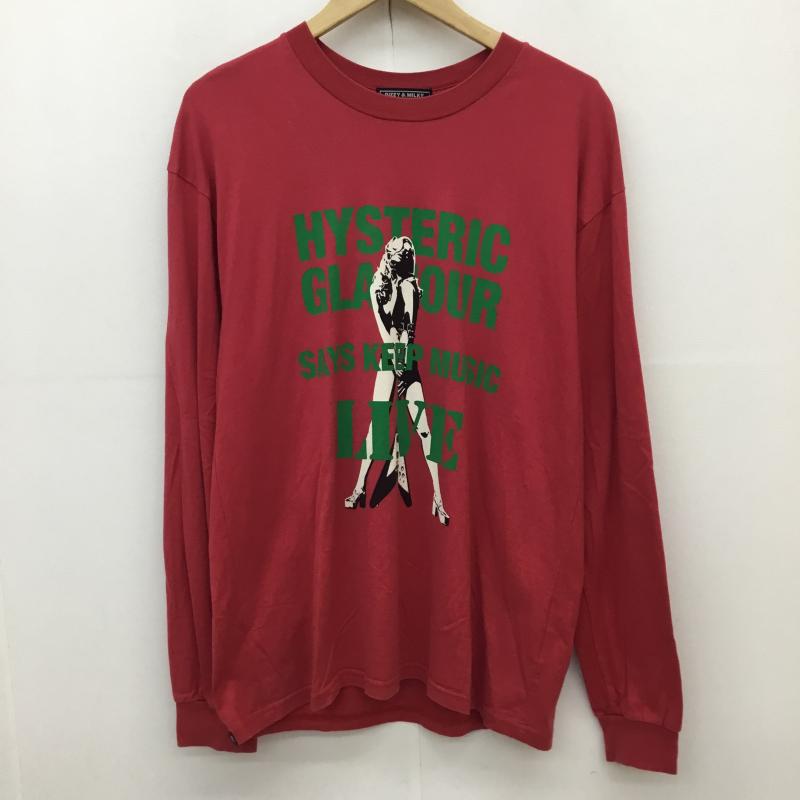 ヒステリックグラマー HYSTERIC GLAMOUR Tシャツ 長袖 02221CL01 M ロゴ、文字 赤 / レッド / red メンズ USED 古着 中古 10152827
