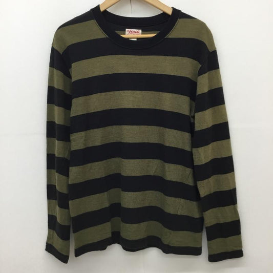 ザリアルマッコイズ THE REAL McCOY S カットソー 長袖 S ボーダー柄 黒 / ブラック / black X カーキ / カーキ / khaki メンズ USED 古着 中古 10152830
