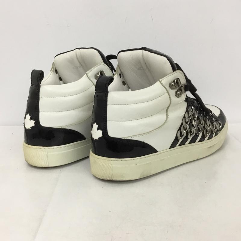 ディースクエアード2 DSQUARED2 スニーカー スニーカー レザー チェーン 41 ロゴ、文字 白 / ホワイト / white X 黒 / ブラック / black メンズ USED 古着 中古 10152843