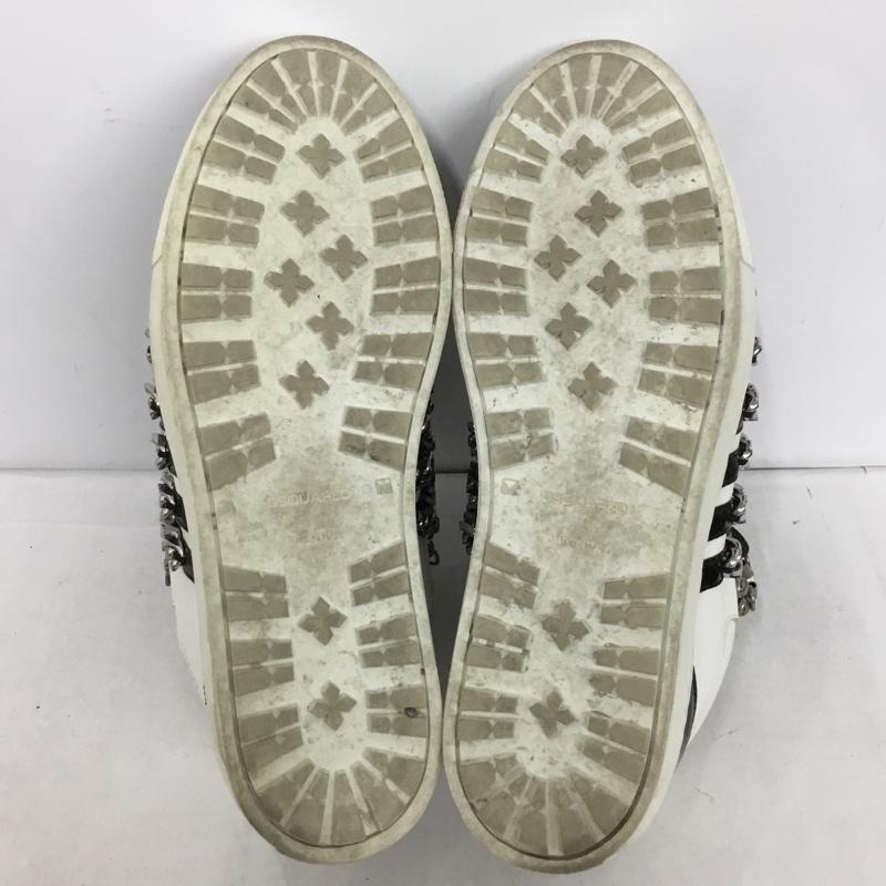 ディースクエアード2 DSQUARED2 スニーカー スニーカー レザー チェーン 41 ロゴ、文字 白 / ホワイト / white X 黒 / ブラック / black メンズ USED 古着 中古 10152843