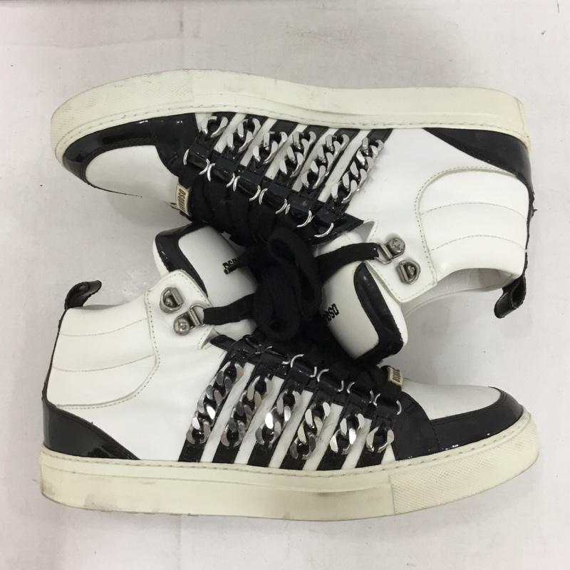 ディースクエアード2 DSQUARED2 スニーカー スニーカー レザー チェーン 41 ロゴ、文字 白 / ホワイト / white X 黒 / ブラック / black メンズ USED 古着 中古 10152843