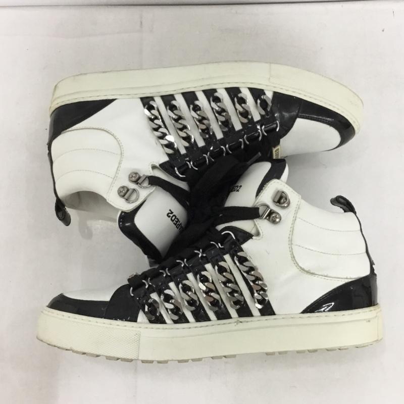 ディースクエアード2 DSQUARED2 スニーカー スニーカー レザー チェーン 41 ロゴ、文字 白 / ホワイト / white X 黒 / ブラック / black メンズ USED 古着 中古 10152843