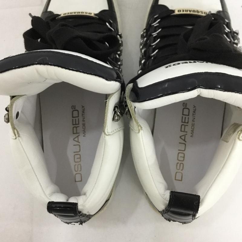 ディースクエアード2 DSQUARED2 スニーカー スニーカー レザー チェーン 41 ロゴ、文字 白 / ホワイト / white X 黒 / ブラック / black メンズ USED 古着 中古 10152843