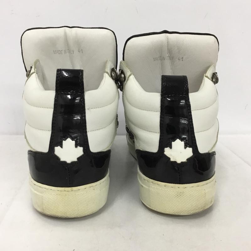 ディースクエアード2 DSQUARED2 スニーカー スニーカー レザー チェーン 41 ロゴ、文字 白 / ホワイト / white X 黒 / ブラック / black メンズ USED 古着 中古 10152843