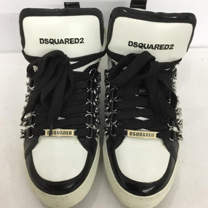 ディースクエアード2 DSQUARED2 スニーカー スニーカー レザー チェーン 41 ロゴ、文字 白 / ホワイト / white X 黒 / ブラック / black メンズ USED 古着 中古 10152843