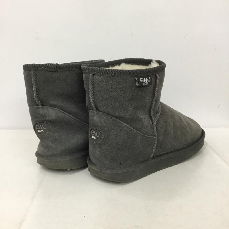 エミュー emu ブーツ ショートブーツ W20003 ムートンブーツ UK4 ロゴ、文字 灰 / グレー / gray レディース USED 古着 中古 10152846