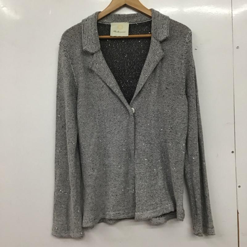 古着 USED カーディガン 長袖 Blue bianco スパンコール ニットジャケット 無地 白 / ホワイト / white X 黒 / ブラック / black レディース USED 古着 中古 10152867