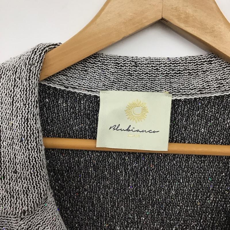 古着 USED カーディガン 長袖 Blue bianco スパンコール ニットジャケット 無地 白 / ホワイト / white X 黒 / ブラック / black レディース USED 古着 中古 10152867
