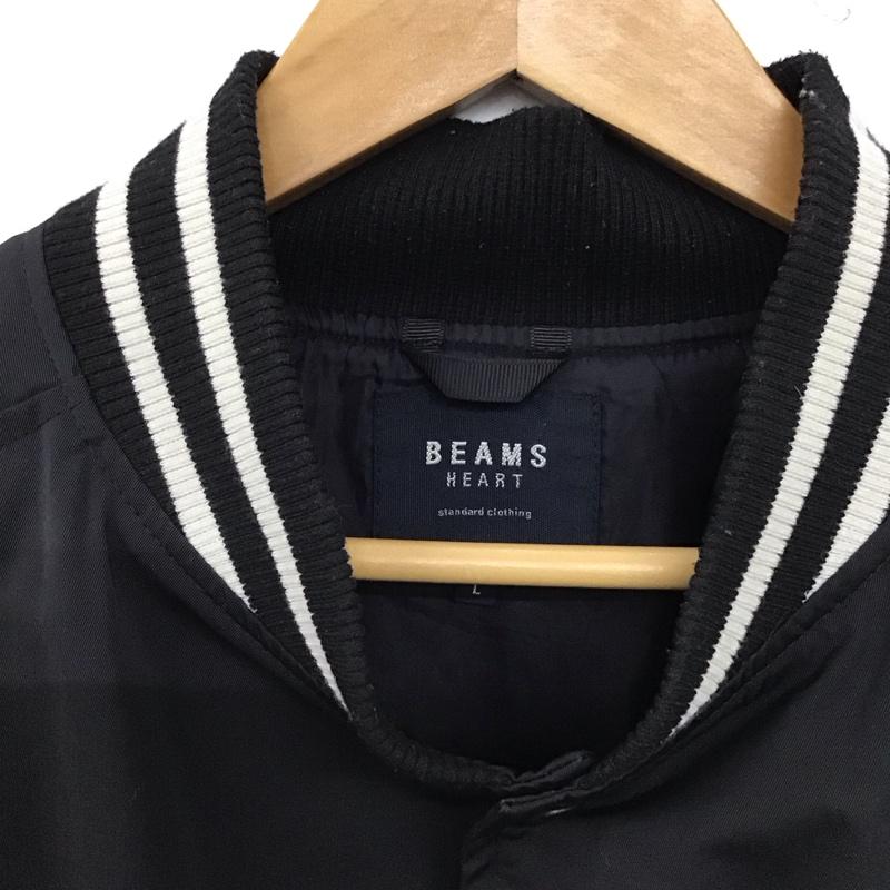 ビームス ハート BEAMS HEART ジャケット、上着 ジャンパー、ブルゾン スカジャン 前ボタンジャケット アウター L ロゴ、文字 黒 / ブラック / black メンズ USED 古着 中古 10152868