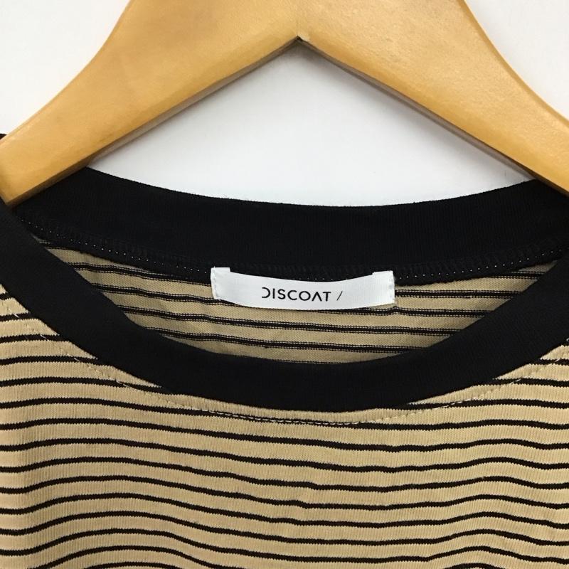ディスコート Discoat Tシャツ 半袖 DCZ1051306A0004 ビッグ半袖T M ボーダー柄 黒 / ブラック / black X ベージュ / ベージュ / beige レディース USED 古着 中古 10152873