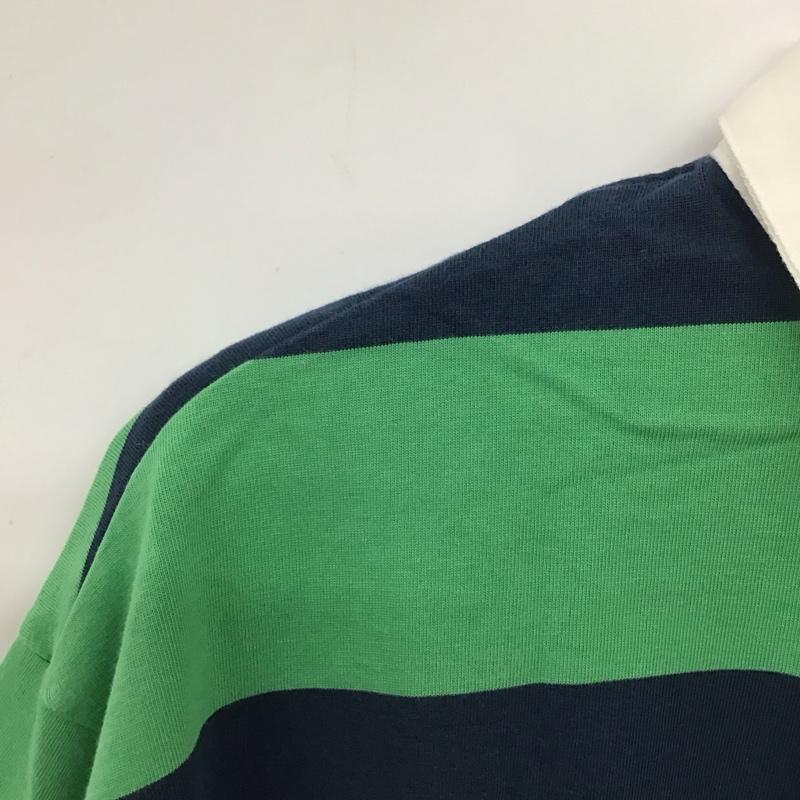ケービーエフ KBF ポロシャツ 半袖 KB25-21V410 ボックスシルエットラガーシャツ ONE SIZE ボーダー柄 緑 / グリーン / green X 紺 / ネイビー / navy レディース USED 古着 中古 10152877