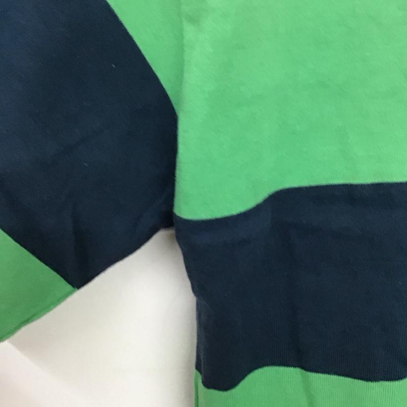 ケービーエフ KBF ポロシャツ 半袖 KB25-21V410 ボックスシルエットラガーシャツ ONE SIZE ボーダー柄 緑 / グリーン / green X 紺 / ネイビー / navy レディース USED 古着 中古 10152877