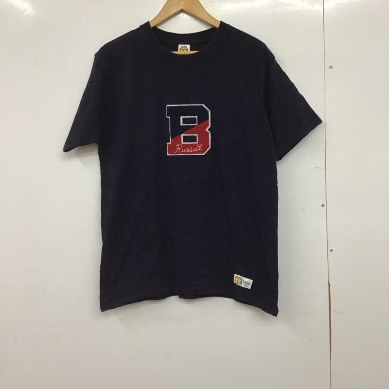 ブルーブルー BLUE BLUE Tシャツ 半袖 半袖カットソー プリントTシャツ クルーネックカットソー L ロゴ、文字 紺 / ネイビー / navy メンズ USED 古着 中古 10152883