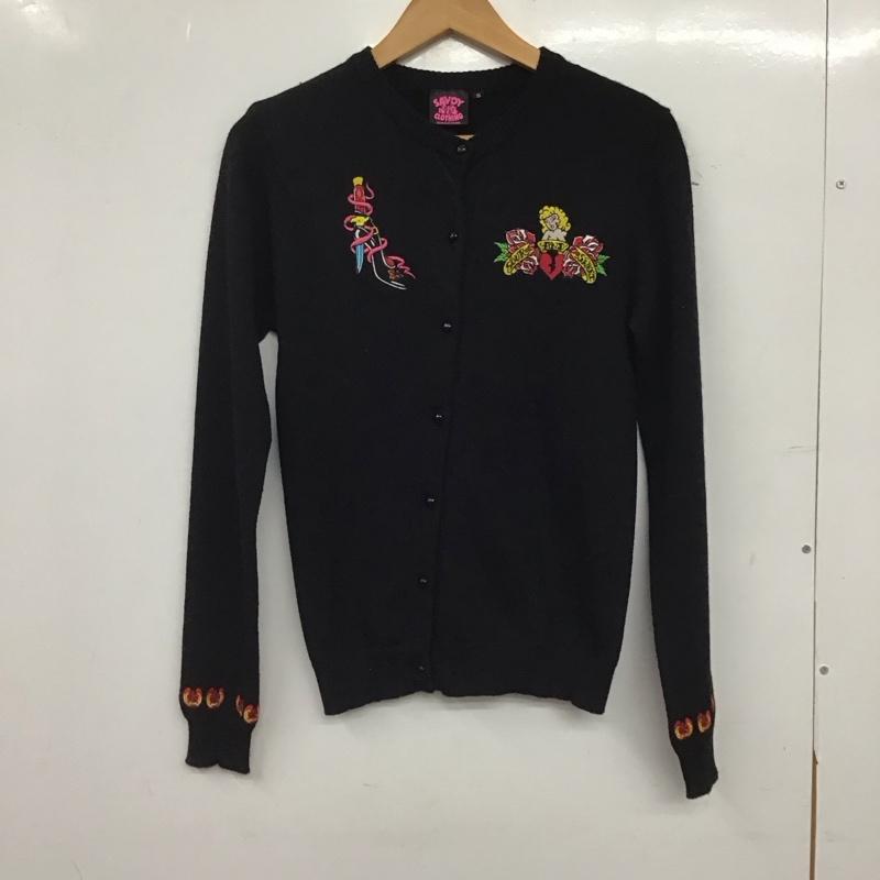 サボイクロージング SAVOYCLOTHING カーディガン 長袖 SVY-KN018 クルーネック S 刺繍 黒 / ブラック / black レディース USED 古着 中古 10152886