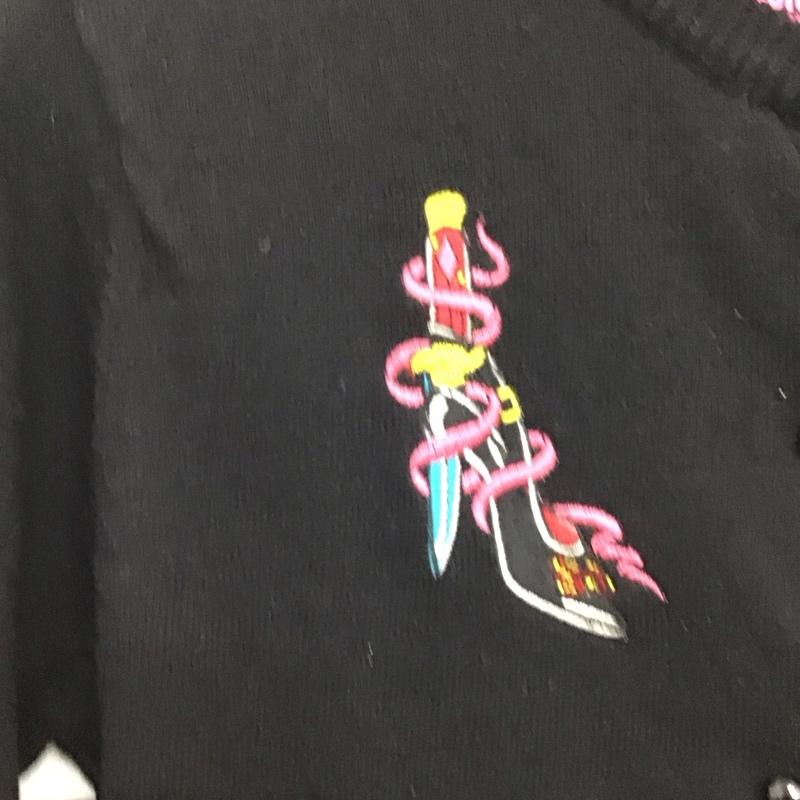 サボイクロージング SAVOYCLOTHING カーディガン 長袖 SVY-KN018 クルーネック S 刺繍 黒 / ブラック / black レディース USED 古着 中古 10152886