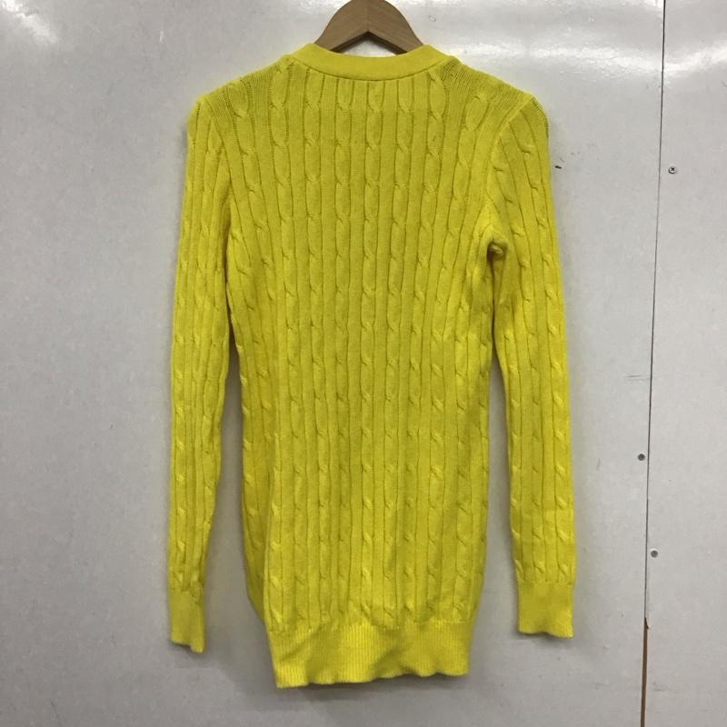 ポロラルフローレン POLO RALPH LAUREN カーディガン 長袖 Vネック ケーブル編み コットンニット L ワンポイント 黄 / イエロー / yellow レディース USED 古着 中古 10152890