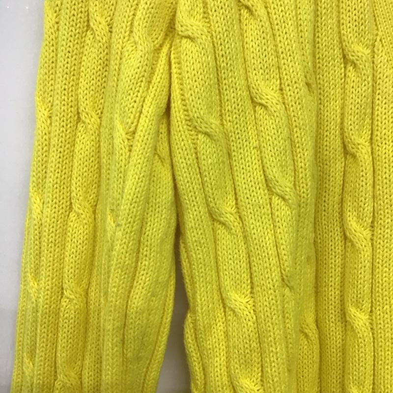 ポロラルフローレン POLO RALPH LAUREN カーディガン 長袖 Vネック ケーブル編み コットンニット L ワンポイント 黄 / イエロー / yellow レディース USED 古着 中古 10152890