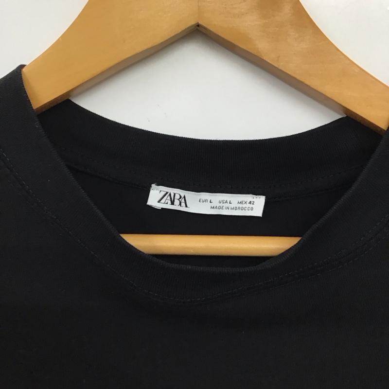 ザラ ZARA Tシャツ 半袖 半袖カットソー プリントTシャツ クルーネックカットソー L プリント 黒 / ブラック / black メンズ USED 古着 中古 10152892