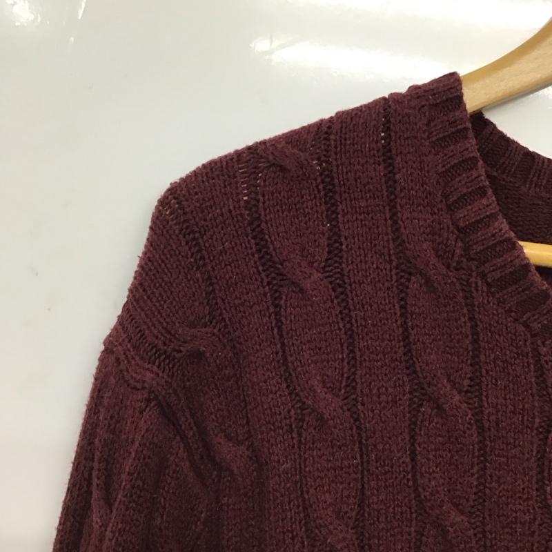 ポロラルフローレン POLO RALPH LAUREN ニット、セーター 長袖 長袖ニットカットソー クルーネック セーター M ロゴ、文字 えんじ / ワインレッド / dark red メンズ USED 古着 中古 10152897