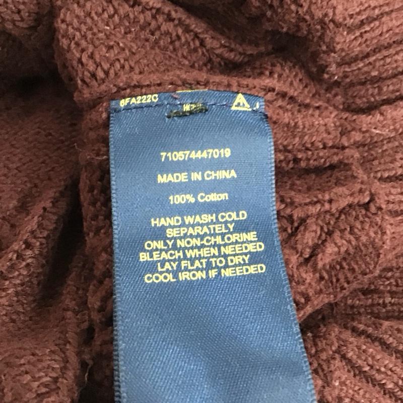 ポロラルフローレン POLO RALPH LAUREN ニット、セーター 長袖 長袖ニットカットソー クルーネック セーター M ロゴ、文字 えんじ / ワインレッド / dark red メンズ USED 古着 中古 10152897