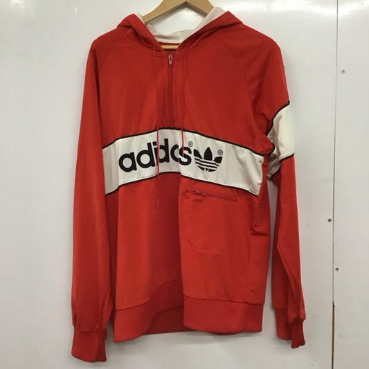 アディダス adidas パーカー 長袖 長袖パーカー プルオーバーパーカー ジャージ 0 ロゴ、文字 赤 / レッド / red メンズ USED 古着 中古 10152899