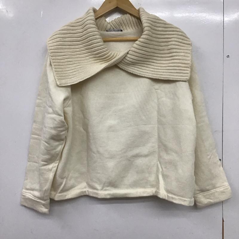 ザラ ZARA トレーナー 長袖 5644 468 712 ニット襟 裏起毛 L 無地 アイボリー / アイボリー / レディース USED 古着 中古 10152901