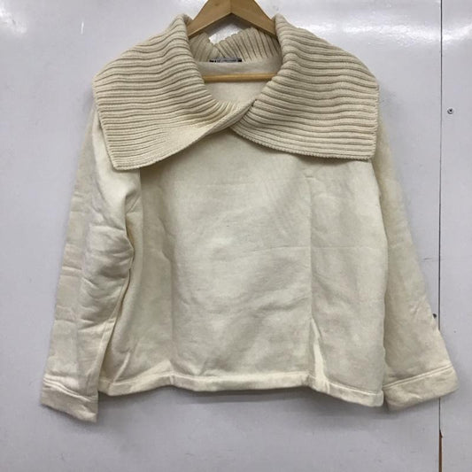 ザラ ZARA トレーナー 長袖 5644 468 712 ニット襟 裏起毛 L 無地 アイボリー / アイボリー / レディース USED 古着 中古 10152901
