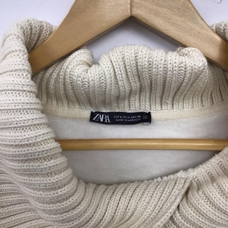 ザラ ZARA トレーナー 長袖 5644 468 712 ニット襟 裏起毛 L 無地 アイボリー / アイボリー / レディース USED 古着 中古 10152901