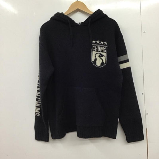 チャムス CHUMS パーカー 長袖 長袖ニットパーカー プルオーバーニット M ロゴ、文字 紺 / ネイビー / navy メンズ USED 古着 中古 10152912