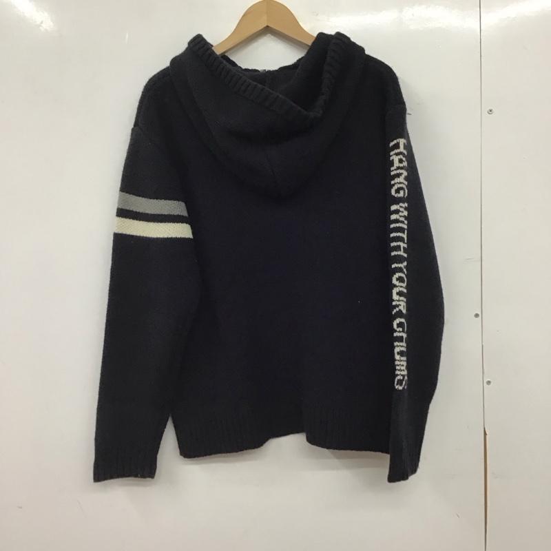 チャムス CHUMS パーカー 長袖 長袖ニットパーカー プルオーバーニット M ロゴ、文字 紺 / ネイビー / navy メンズ USED 古着 中古 10152912