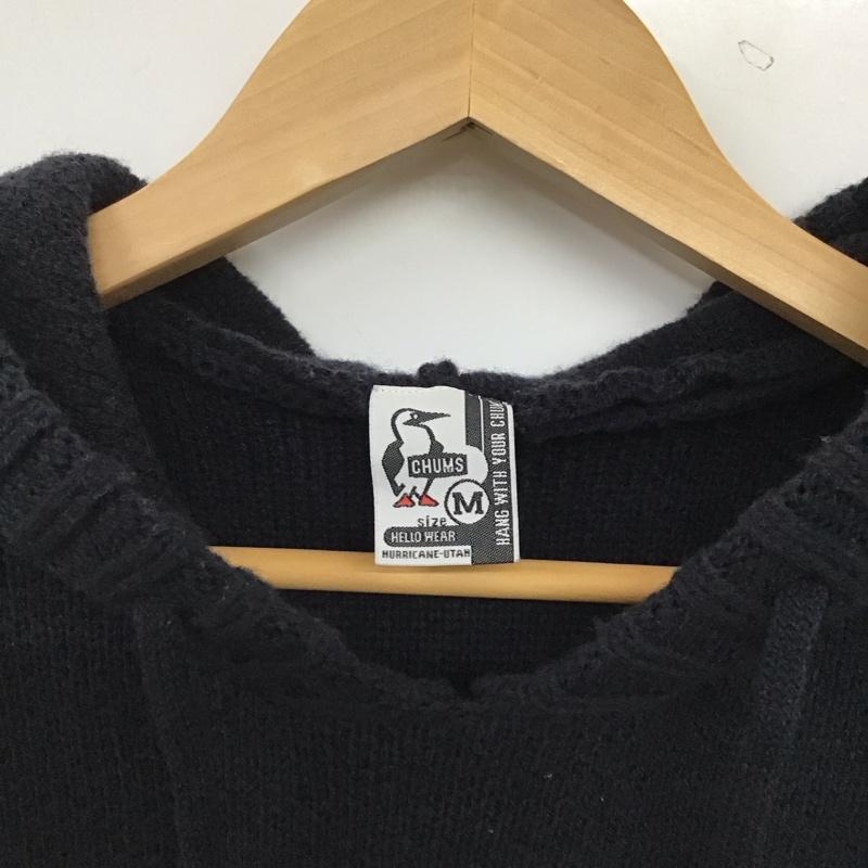 チャムス CHUMS パーカー 長袖 長袖ニットパーカー プルオーバーニット M ロゴ、文字 紺 / ネイビー / navy メンズ USED 古着 中古 10152912