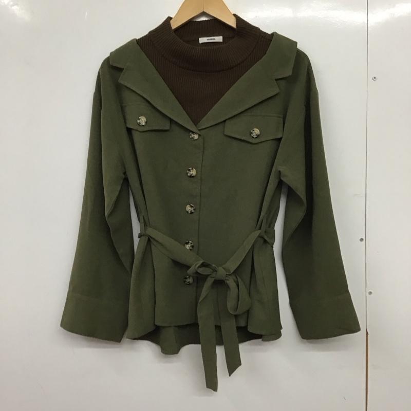 ムルーア MURUA シャツ、ブラウス 長袖 012050401201 タートルレイヤーボタンシャツ ドッキングデザイントップス FREE 無地 茶 / ブラウン / brown X カーキ / カーキ / khaki レディース USED 古着 中古 10152913