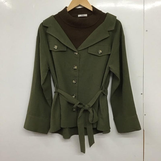 ムルーア MURUA シャツ、ブラウス 長袖 012050401201 タートルレイヤーボタンシャツ ドッキングデザイントップス FREE 無地 茶 / ブラウン / brown X カーキ / カーキ / khaki レディース USED 古着 中古 10152913