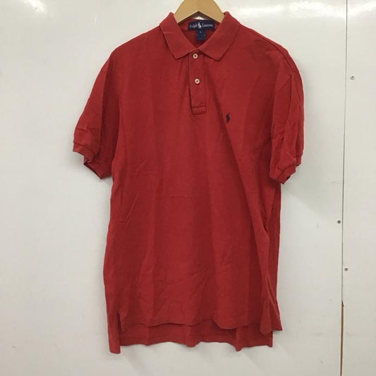 ラルフローレン RALPHLAUREN ポロシャツ 半袖 半袖ポロシャツ カラーシャツ 半袖カットソー L ロゴ、文字 赤 / レッド / red メンズ USED 古着 中古 10152916
