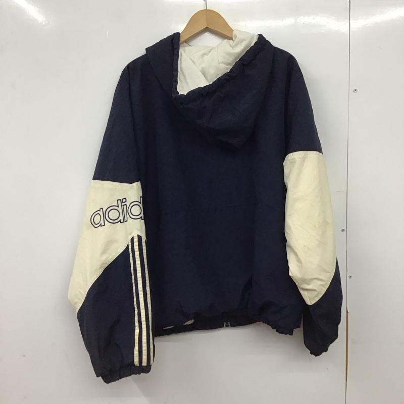 アディダス adidas ジャケット、上着 ジャンパー、ブルゾン ジップアップパーカー ナイロンパーカー 古着 XL ロゴ、文字 紺 / ネイビー / navy メンズ USED 古着 中古 10152920