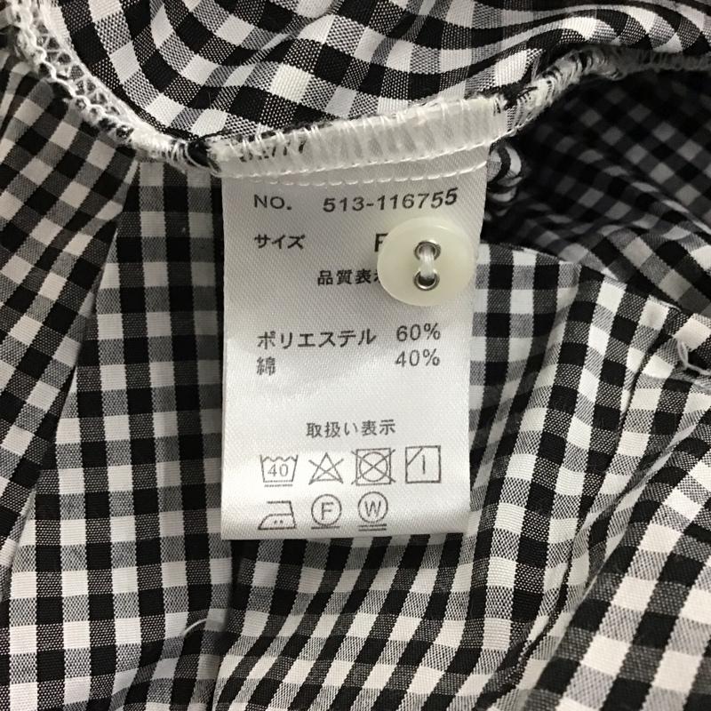 フレームス レイカズン frames RAY CASSIN シャツ、ブラウス 七分袖 513-116755 スキッパーシャツ FREE チェック 白 / ホワイト / white X 黒 / ブラック / black レディース USED 古着 中古 10152929