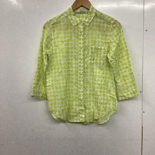 ニコアンド niko and... シャツ、ブラウス 長袖 長袖シャツ プリントシャツ カラーシャツ 3 プリント 白 / ホワイト / white X 黄緑 / イエローグリーン / レディース USED 古着 中古 10152930