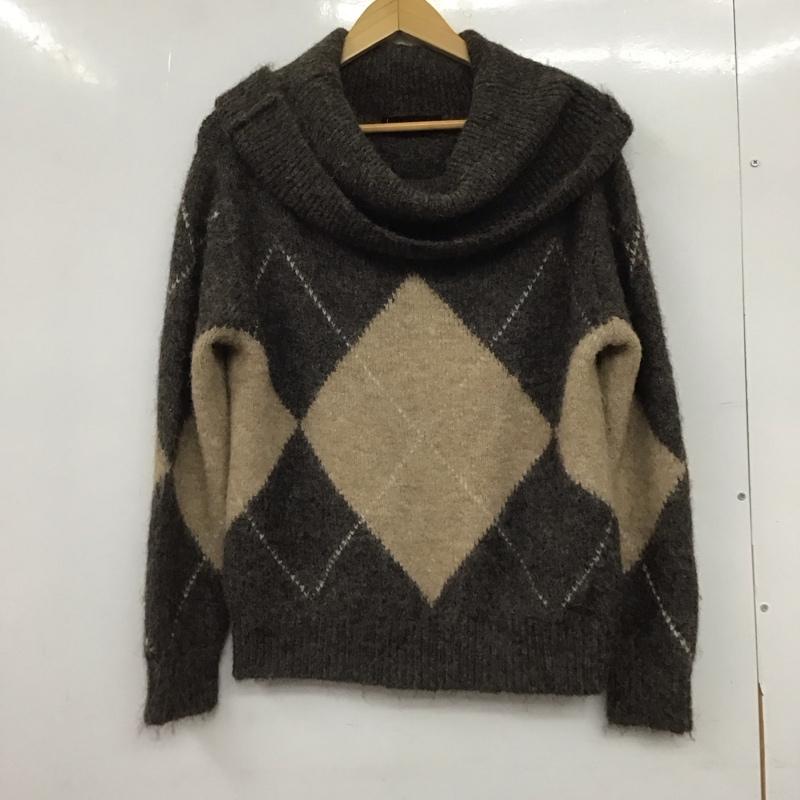 ザラ ZARA ニット、セーター 長袖 5755 138 814 ストラップレス菱形ニットセーター オフショルダー S アーガイル柄 ダークブラウン / ダークブラウン / X ベージュ / ベージュ / beige レディース USED 古着 中古 10152935