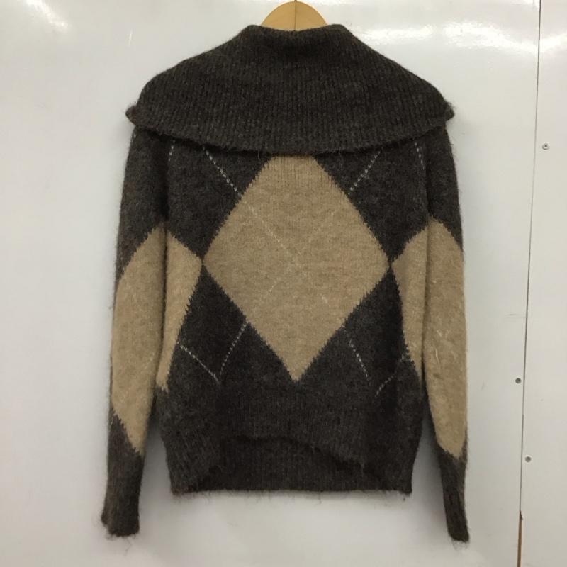 ザラ ZARA ニット、セーター 長袖 5755 138 814 ストラップレス菱形ニットセーター オフショルダー S アーガイル柄 ダークブラウン / ダークブラウン / X ベージュ / ベージュ / beige レディース USED 古着 中古 10152935