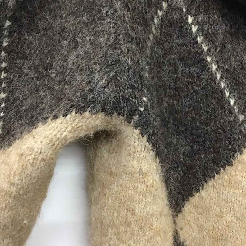 ザラ ZARA ニット、セーター 長袖 5755 138 814 ストラップレス菱形ニットセーター オフショルダー S アーガイル柄 ダークブラウン / ダークブラウン / X ベージュ / ベージュ / beige レディース USED 古着 中古 10152935