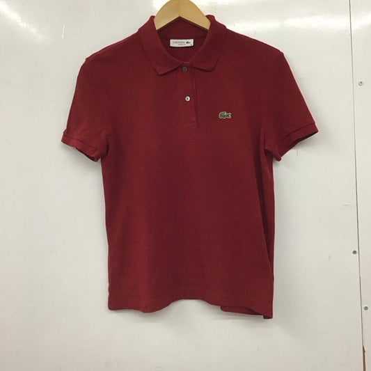 ラコステ LACOSTE ポロシャツ 半袖 半袖ポロシャツ カラーシャツ 半袖カットソー 36 ロゴ、文字 えんじ / ワインレッド / dark red レディース USED 古着 中古 10152936