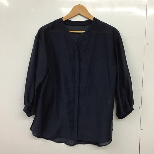 エルーラ Elura シャツ、ブラウス 七分袖 EL6407AD03 シアーブラウス ノーカラー M 無地 紺 / ネイビー / navy レディース USED 古着 中古 10152944