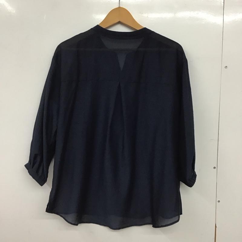 エルーラ Elura シャツ、ブラウス 七分袖 EL6407AD03 シアーブラウス ノーカラー M 無地 紺 / ネイビー / navy レディース USED 古着 中古 10152944